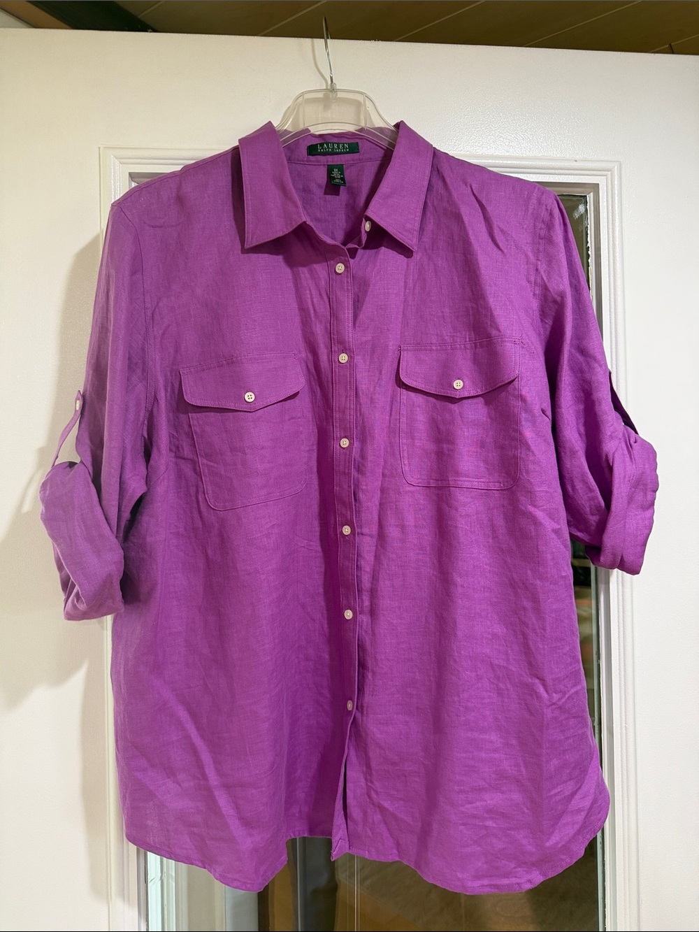 Lauren Ralph Lauren purple linen button front shirt - size 3X